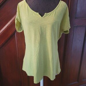 Eddie Bauer Womens Green V-Neck Short Sleeve Shirt Size L
